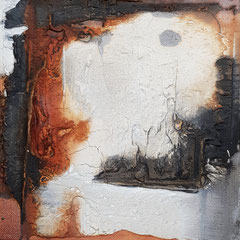 "Marsrot zum Feierabend" , Marmormehl, Beize, Pigmente in Öl,  auf Malkarton, 20x20 cm, Juni 2022