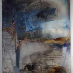 "mal anders"  100x80x4  Januar 2019  Marmormehl/Pigmente in Öl/Schellack/Beizen