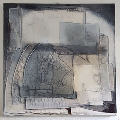 "Bild von 2015 überarbeitet", Marmormehl, Schellack, Pigmente in Öl,  auf Leinwand 70x70x4 cm, Juni 2022