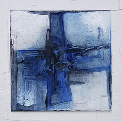 "das ist meins II", Marmormehl, Beize, Pigmente in Öl auf Malkarton 20x20,  Mai 2022 (verkauft)
