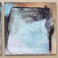 3 Minis auf Malkarton je 10x10 cm, Marmormehl, Pigmente in Öl, Mai 2022