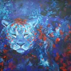 "Gepard im Blau" Acryl auf Leinwand, 70 x 100cm, 07/2016