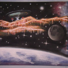 bis auf die Enterprise von mir gemalt es Wandbild 1,60m breit