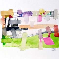 "Revues relues 13" - aquarelle sur papier Hahnemühle 45 cm x 30 cm