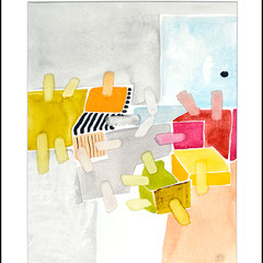 "Revues relues 10" - aquarelle sur papier Hahnemühle 40 cm x 50 cm