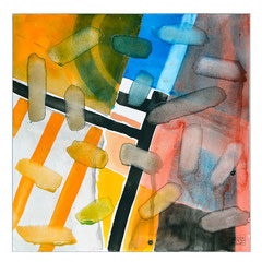 "Revues relues 14" - aquarelle sur papier Hahnemühle 30 cm x 30 cm
