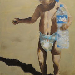 Jeune aventurier plage de Calpe -  73 x 60cm huile sur toile