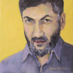 Portrait en jaune 30 x 30 cm huile sur toile