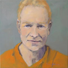 Portrait en bleu  30 x 30 cm huile sur toile