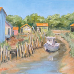 Ile Oléron 2021 - Fort Royer - la cabane rose - 55 x 46 cm huile sur toile
