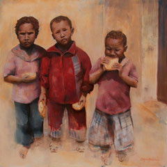 Enfants de Tamnougalt - 100 x 100 cm huile sur toile