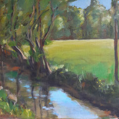 Anjou - Bord de rivière 2017 - 46 x 38 cm huile sur toile