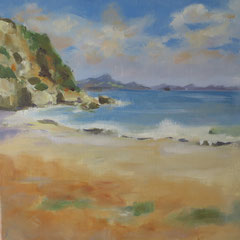 Plage Nouvelle Zélande - 30 x 30 cm huile sur toile