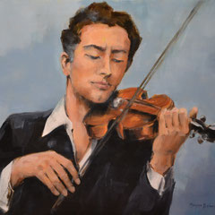Violoniste - 73 x 60 cm huile sur toile
