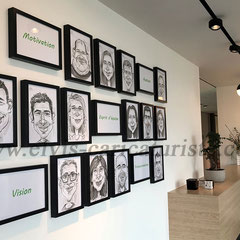 Caricatures halle d'entrée entreprise en Belgique