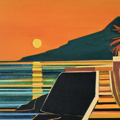 Sunset Blaze over the Mediterranean, 2023, 70Wx50Hx2,5Dcm, SOLD 