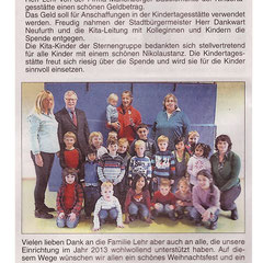 Bericht im Wäller Blättchen vom 20.12.13