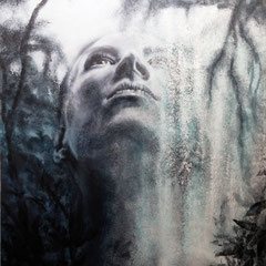 "Eins mit der Natur", Serie "ungeschminkt", Acryl auf Leinwand, 120 x 80 x 4 cm