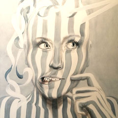"Abgestreift", Serie "ungeschminkt", Acryl auf Leinwand, 120 x 80 x 4 cm