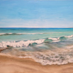 "Meeresrauschen" am Strand von Elafonisos, Mischtechnik auf Leinwand, 50 x 100 cm