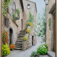 Impressionen aus der "Civita di Bagnoregio", Mischtechnik auf Leinwand, 100 x 70 cm 