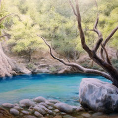 "Panta Rhei" ("Alles fließt"); Vikos-Schlucht in Griechenland, Acryl/Öl auf Leinwand, 80 x 120 cm