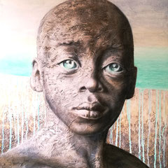 "Wassersucher", Serie "Einfach sein", Mischtechnik auf Holzkorpus, 80 x 60 x 4 cm