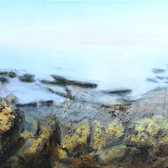 "Blühende Felsen", Acryl/Öl/Bitumen auf Leinwand, 50 x 150 cm