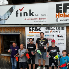 2WD Pro Stock von links: bester +40 Günther Müller, B-Finalsieger Peter Feuz, Adi Riederer, Michi Tremp, Lukas Segato, best. Jugendl. Ramon Schwaninger