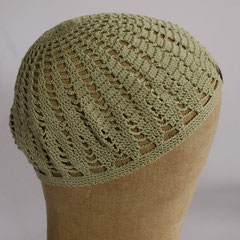 #150 Häkel-Mütze graugrün. Umfang ~ 53 cm. 100% Baumwolle     22,-€
