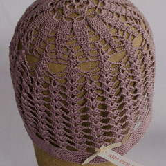#142 Häkel-Mütze flieder. Umfang ~56 cm. 100% Baumwolle     42,-€