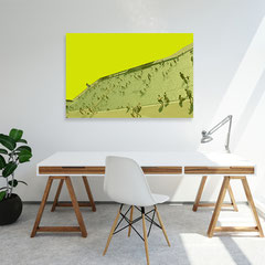Helles Wandbild in Gelb Grün über Schreibtisch, frische Kunst fürs Büro und Praxis Flur