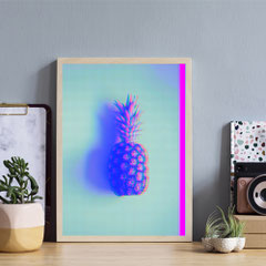 Leuchtendes Ananas Motiv im Rahmen, moderne Wandkunst für Lounge, Wartezimmer und Büro