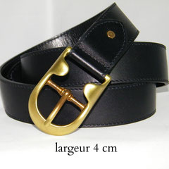 ceinture en cuir noir 4 cm