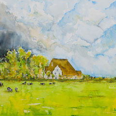 April Sky over Red Haubarg - 30 in. x 22 in. - 76 x 56 cm - 680,00 Euro 