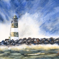 A Lighthouse with a Splash -  15 in. x 22 in. - 38 x 56 cm - 270,00 Euro