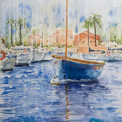 PORQUEROLLES MARINA 1 - 15 in. x 22 in. - 38 x 56 cm  - 680,00 Euro