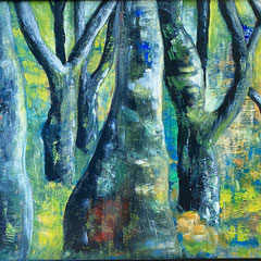 Wald, 60 x 80 cm, Acrylfarben auf Malkarton, signiert und datiert 2020
