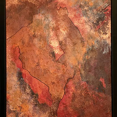 Glut, 50 x 70 cm, Acrylfarben auf Malkarton, signiert und datiert 2022