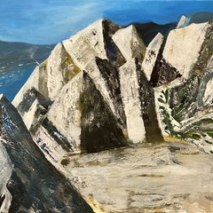 Felsenlandschaft, 60 x 80 cm, Acrylfarben auf Keilrahmen, signiert und datiert 2021