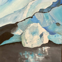 Gletscher - 3, 60 x 80 cm, Acrylfarben auf Keilrahmen, signiert und datiert 2021