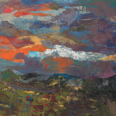 abstrakte Landschaft - 2, 80 x 60 cm, Acrylfarben auf Keilrahmen, signiert und datiert 2019