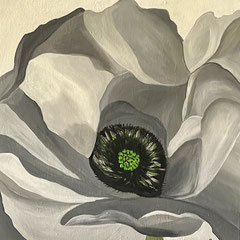 Grey flower, 60 x 60 cm, Acrylfarben auf Keilrahmen, datiert und signiert 2023