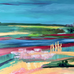 Sumpflandschaft - 2, 60 x 80 cm, Acrylfarben auf Keilrahmen, datiert und signiert 2023