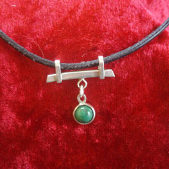 Lederhalsband mit Türkis