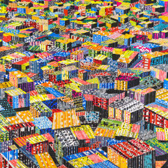 City 01 l 2015 l 120x120 cm l Papier auf Holz