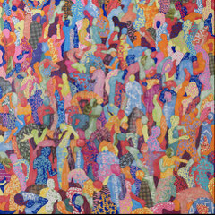 Crowd 09 l 2018 l 130x130 cm l Papier auf Holz