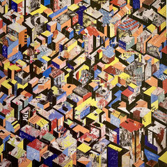 City 08 l 2017 l 135x135 cm l Papier auf Holz