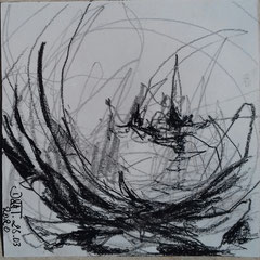 Paysage abstrait, mine graphite et pierrenoire, 10 x 10 cm