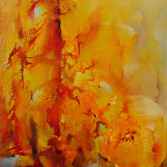 automne-  encre et huile  -   toile de 30x60cm